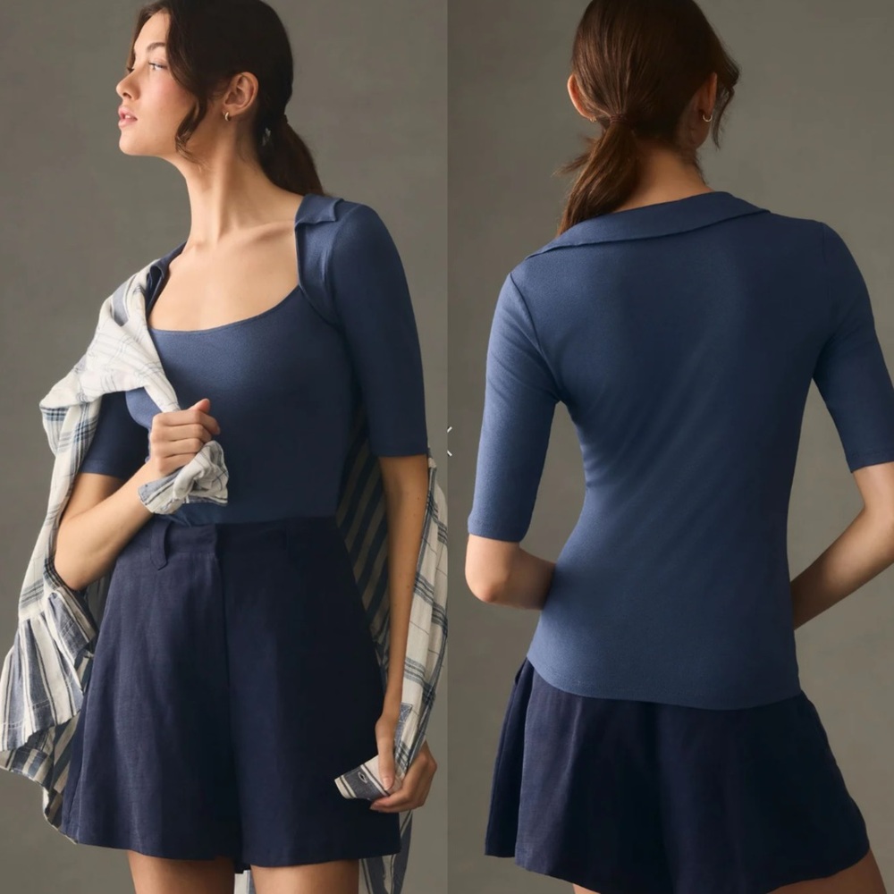 By Anthropologie collared square neck tee